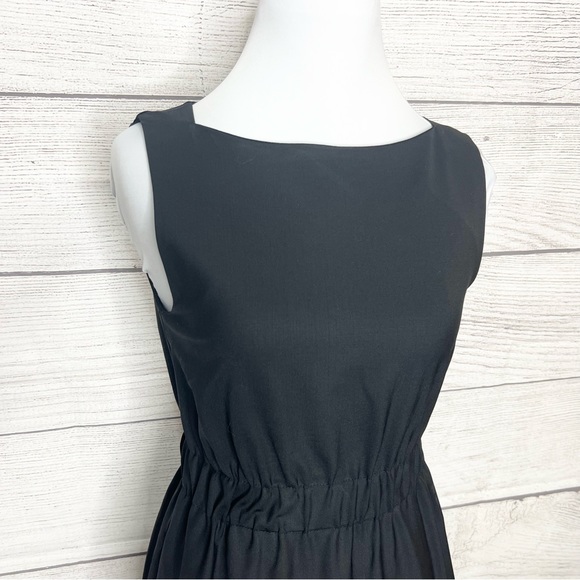 Theory Solid Black Sleeveless Cinched Waist Fit & Flare Dress Size 2 XS - Picture 5 of 11